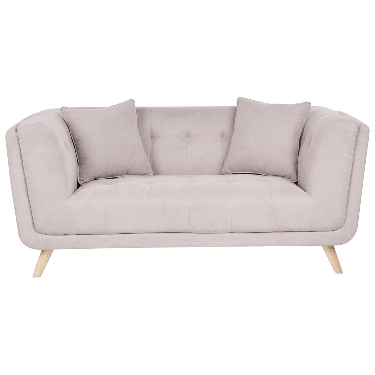 2-SITZER-SOFA Stoff Taupe mit Ottomane Habo - Hellbraun, Textil (176/78/72cm) - Beliani