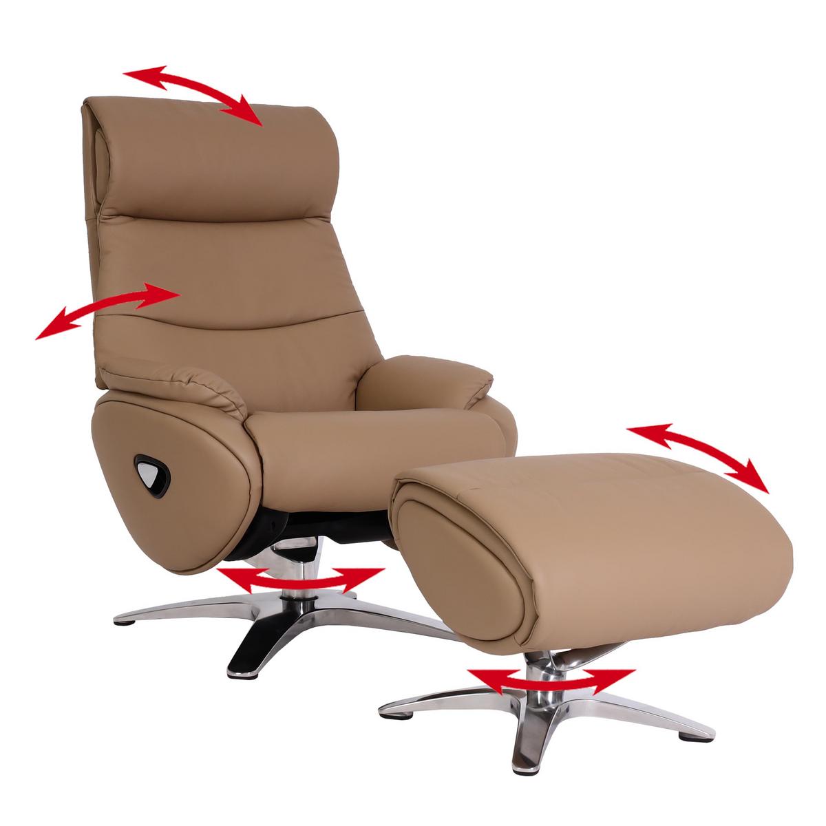 RELAXSESSEL MIT HOCKER taupe - Taupe, Textil (117/110/77cm) - MCW