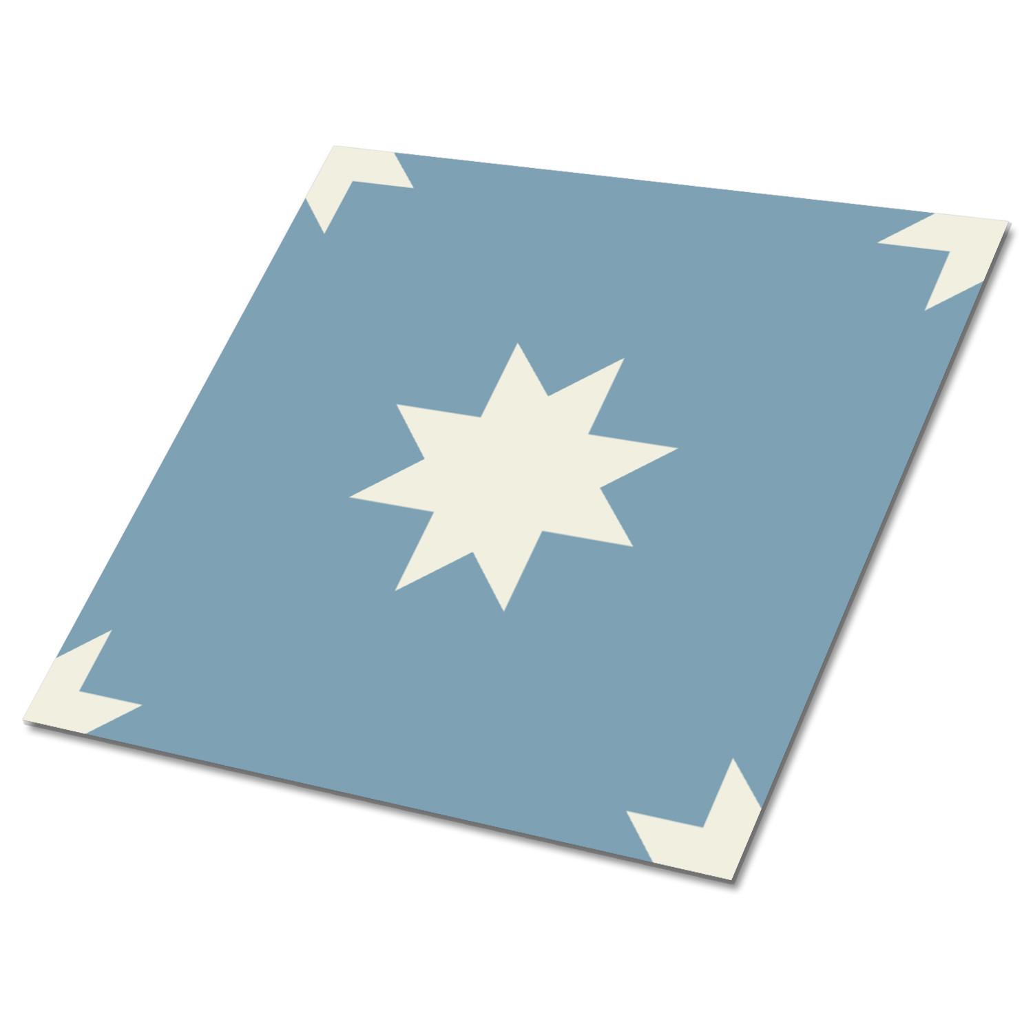 FLIESENAUFKLEBER 9 Stück 30x30 cm selbstklebend Siebenzackiger Stern - Blau, Textil (30/1.6/30cm) - TULUP