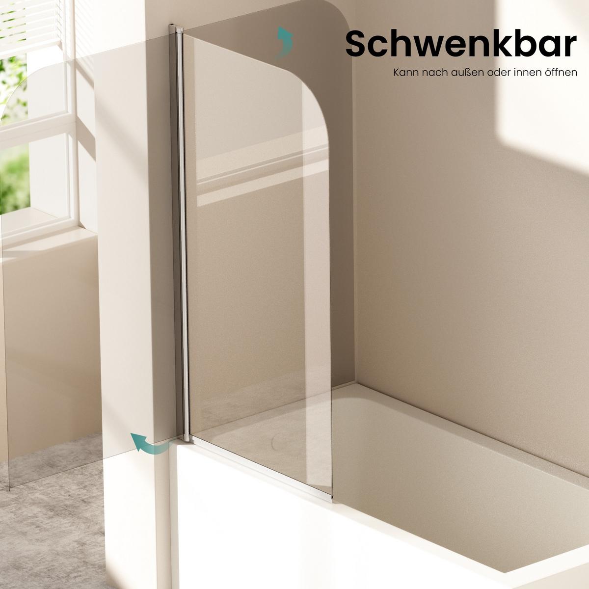 DUSCHWAND für Badewannen mit Schwenkfunktion Leicht zu Reinigen 70/140 cm - Transparent, Glas (70/140cm) - EMKE