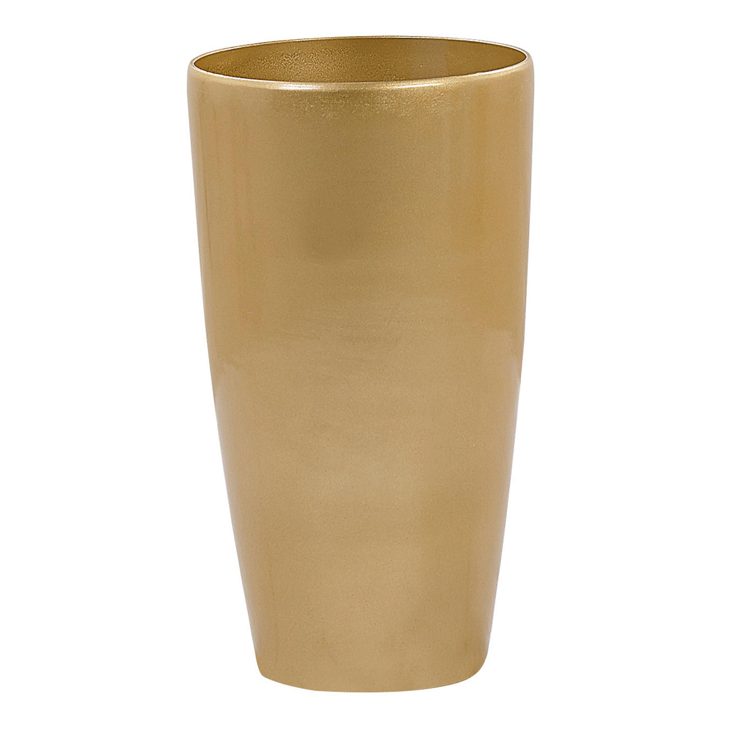 BLUMENTOPF gold rund 32/32/58 cm Tseria - Goldfarben, Stein (58cm) - Beliani
