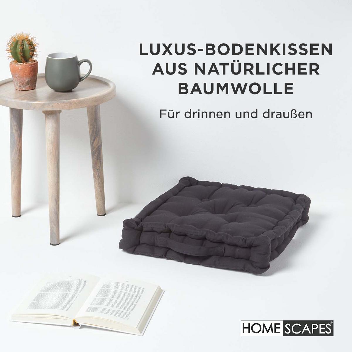 SITZKISSEN schwarz 40/40/8 cm – Bodenkissen unifarben - Schwarz, Textil (40/40/8cm) - Homescapes