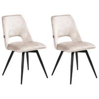 ESSZIMMERSTUHL 2er-Set drehbar Samtstoff Hellbeige Hallett - Beige, Textil (50/83/57cm) - Beliani