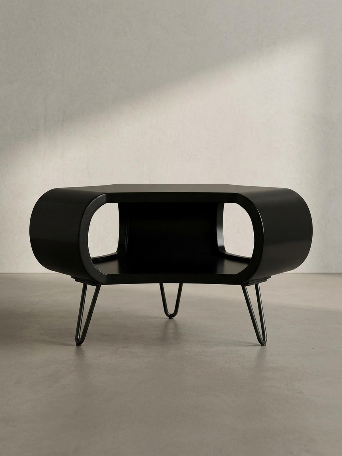 COUCHTISCH Schwarz Massivholz Mango mit Stauraum 60x60x35 cm Haarnadelbeine - Schwarz, Holz/Metall (60/60/35cm) - KADIMA DESIGN