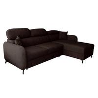 ECKSOFA L Form Ribella 5 Schokobraun 265/180/100 cm Rechts mit Schlaffunktion - Schwarz/Braun, Textil/Metall (265/180cm) - AX Living