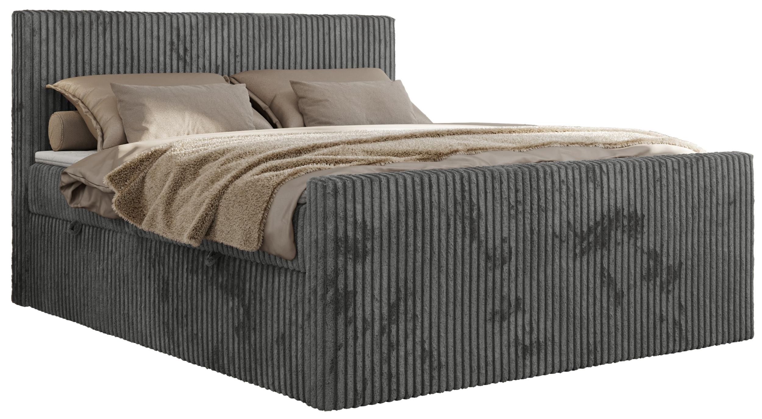 BOXBETT TILIANO DUO 160/200 - Grau Cord - H3 - Grau, Textil (160/200cm) - MKS