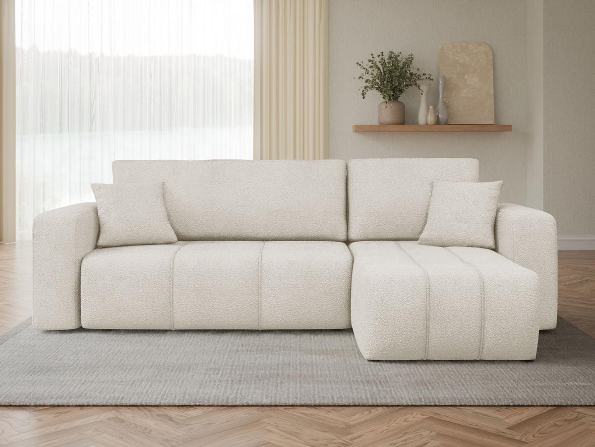 ECKSOFA Furyn Boucle - Schwarz/Naturfarben, Holzwerkstoff/Kunststoff (244/145cm) - MIRJAN24