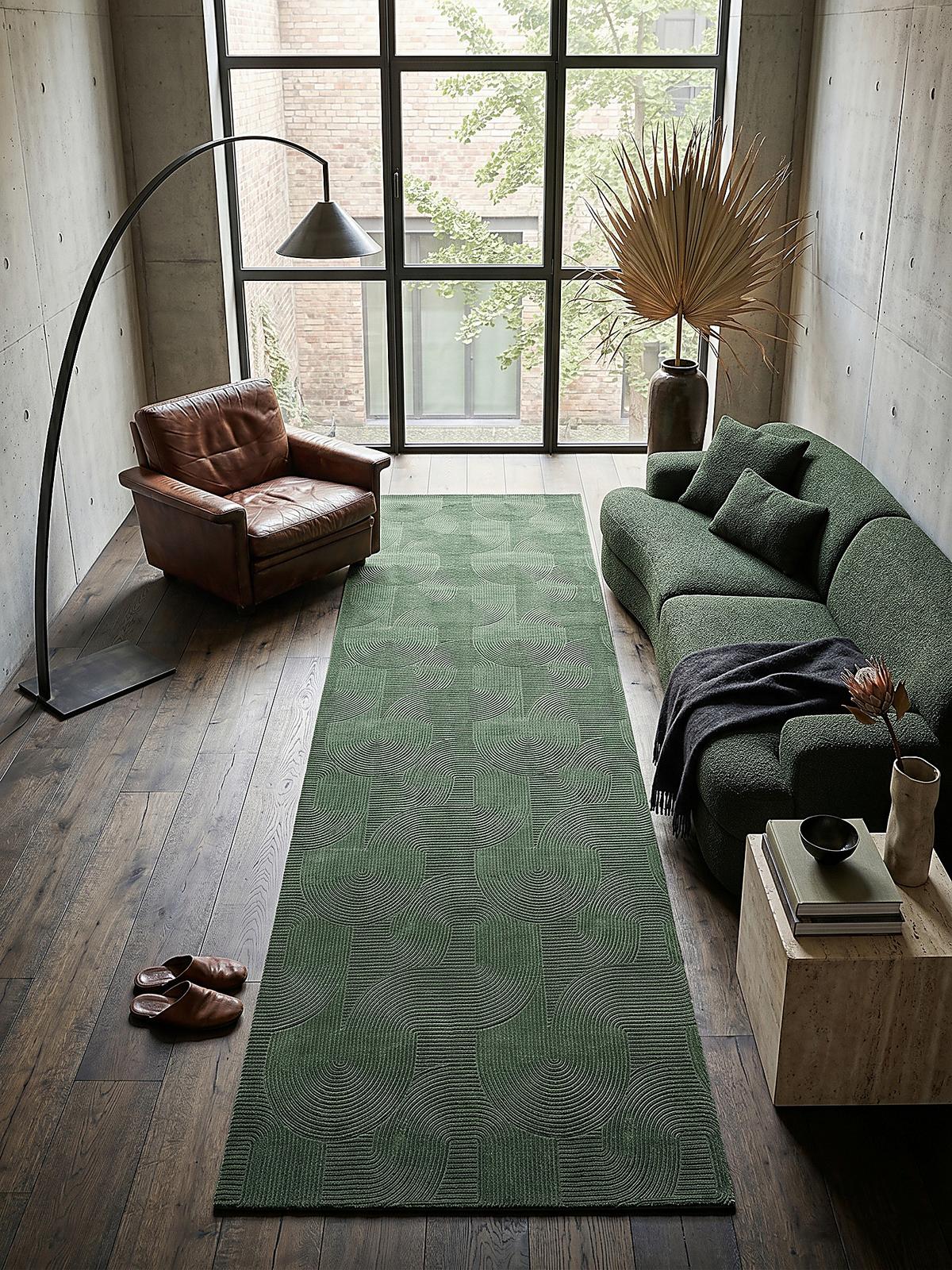 TEPPICHLÄUFER Antirutsch Geometrisch DALAR Polypropylen Waldgrün 80 x 150 cm - Grün, Textil (80/150cm) - KADIMA DESIGN