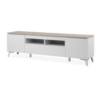 TV-LOWBOARD weiß, Sandstein 177 cm, TV-Unterteil mit 6 Fächern - Sandfarben/Weiß, Holzwerkstoff/Kunststoff (177/52/40cm) - Furn.Design