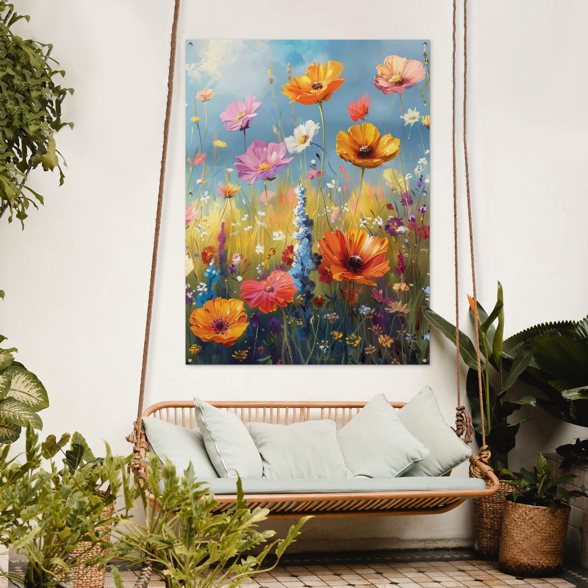 GARTENPOSTER Blumen - Natur - Botanik - Kunst Gartendekoration 120x160 cm - Hellblau, Kunststoff (120/160/0.2cm) - OnlyWow