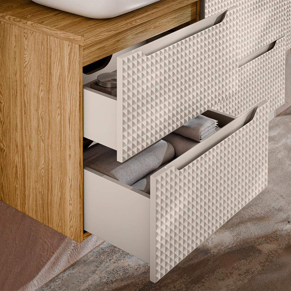 DOPPELWASCHTISCH 120cm Mallory Beige und Holz - Braun, Holzwerkstoff (120/59.5/46cm) - Petits-meubles