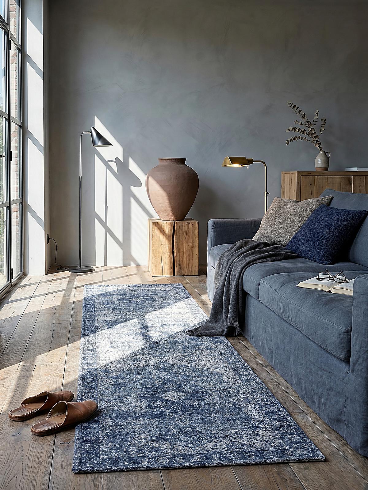 TEPPICH COQUET, im Vintage-Stil, Blau, 60 x 230 cm - Blau, Textil (60/230cm) - KADIMA DESIGN