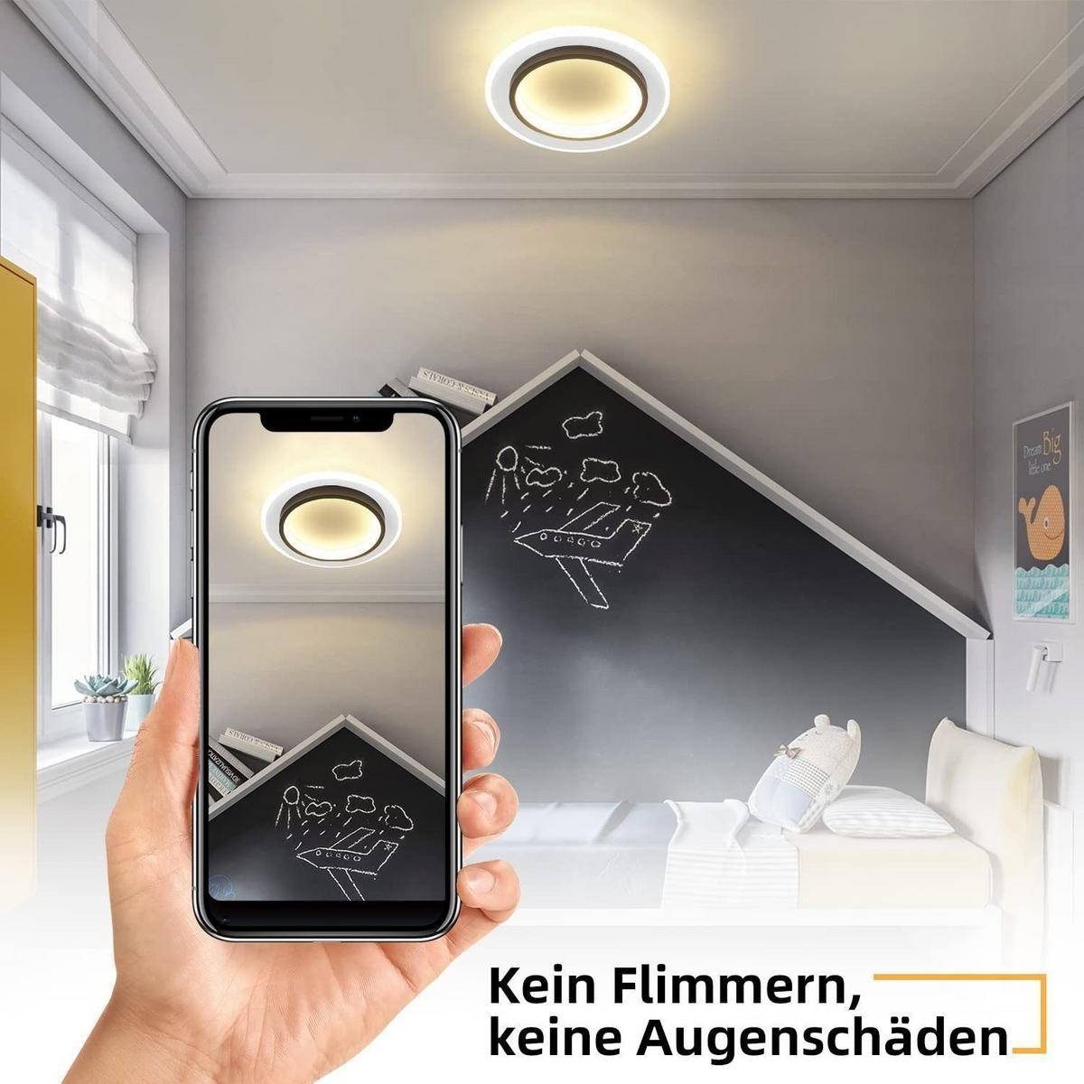LED-DECKENLEUCHTE Harmonie 23.5/23.5/7 cm - Schwarz/Weiß, Kunststoff (23.5/23.5/7cm) - Nettlife