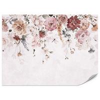 FOTOTAPETE für Schlafzimmer Aquarell Bunte Blumen Ranken Blätter 450x315 - Rot/Rosa, Papier (450/315cm) - Muralo