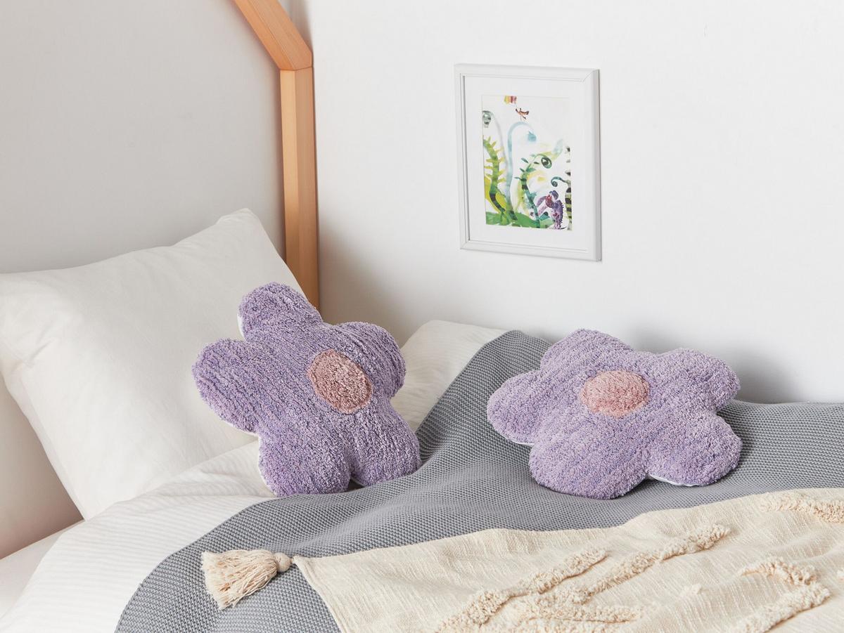 DEKOKISSEN 2er-Set Violett 30/30 cm Sorrel - Pink/Violett, Naturmaterialien (30/30cm) - Beliani