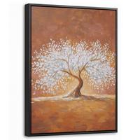 LEINWAND Bilder mit Rahmen - Abstrakt - Baum - Weiß - Blätter - 30x40 - Braun, Textil (30/40cm) - MuchoWow