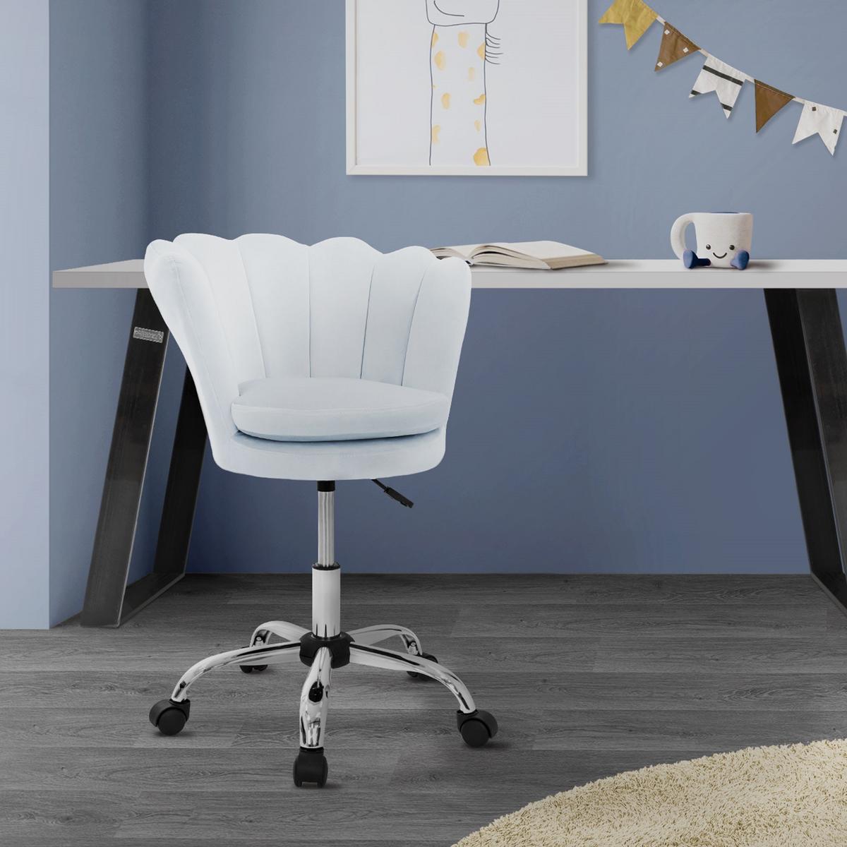 BÜROSTUHL Samt Hellblau - Blau, Metall (55/85/60cm) - ML-DESIGN