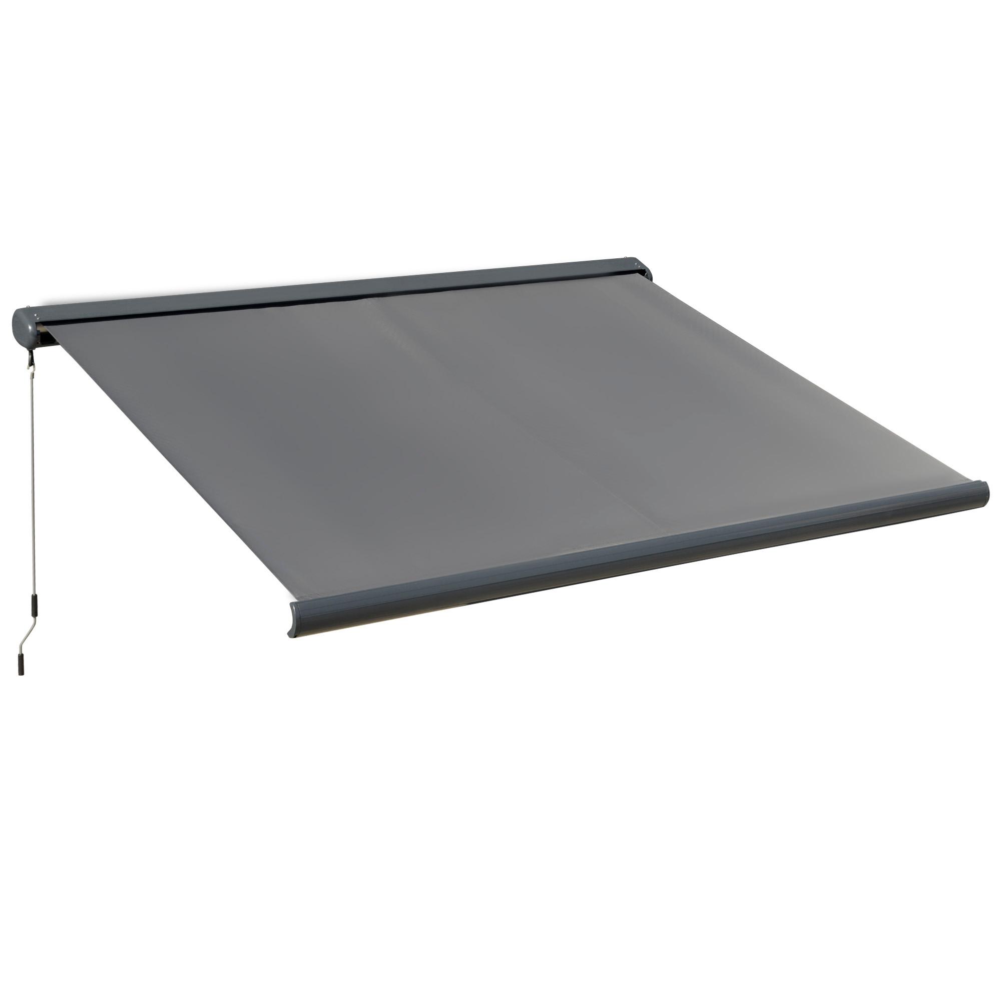 MARKISE elektrisch mit Fernbedienung Handkurbel Kassettenmarkise 3x2,5m - Dunkelgrau, Metall (2.5/1/3cm) - Outsunny
