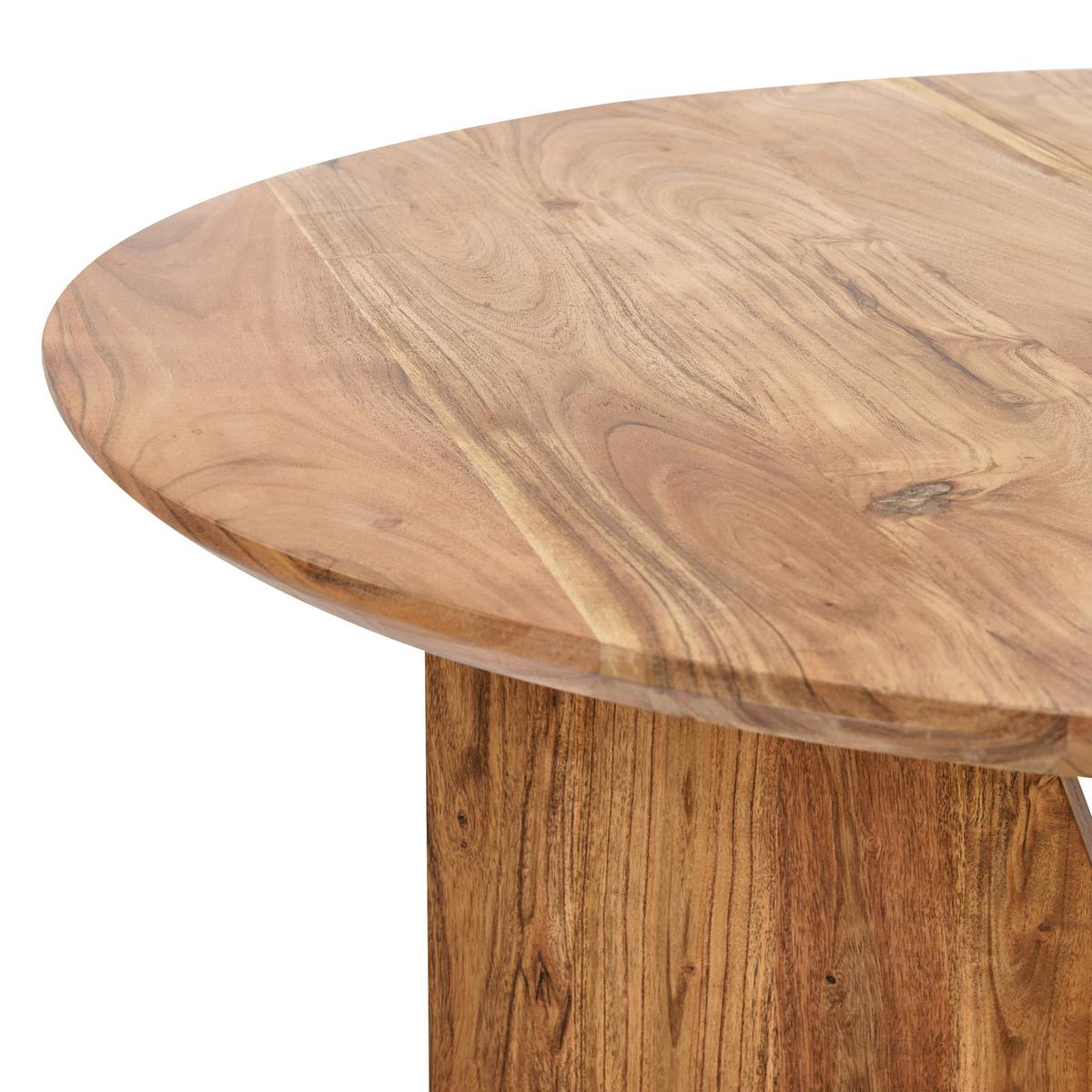 ESSTISCH Akazienholz hellbraun rund 100 cm Arran - Hellbraun, Holz (100/100/79cm) - Beliani