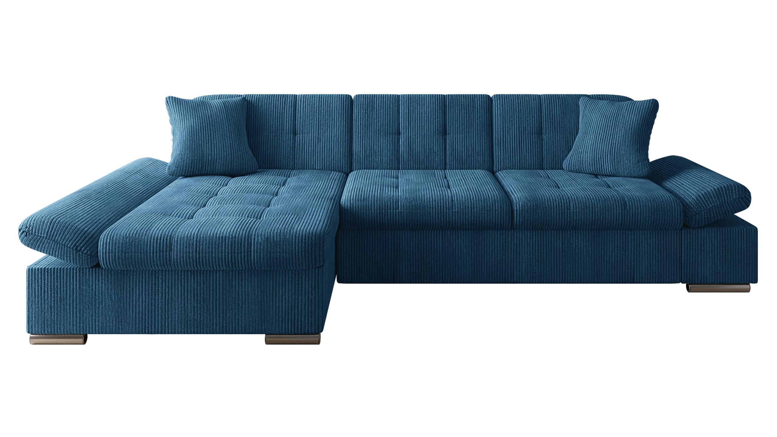 ECKSOFA Montana Cord, Seite: Links - Dunkelblau, Holz/Textil (278/161cm) - MIRJAN24