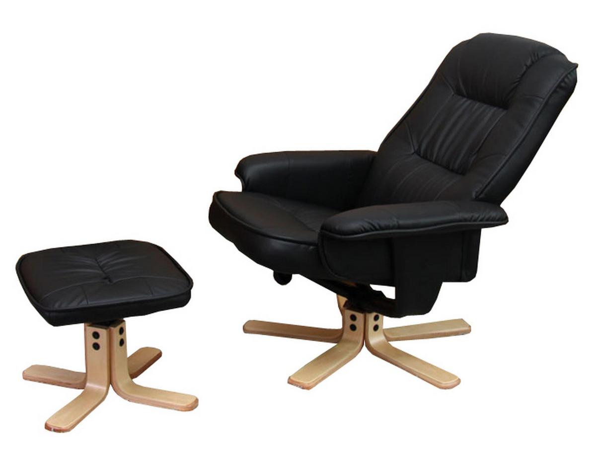 RELAXSESSEL MIT HOCKER Schwarz - Schwarz, Textil (80/100/105cm) - MCW