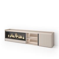 LOWBOARD, Beige, 212/35/50cm, Kamin mit Feuereffekt XXL - Beige, Holzwerkstoff (212/50/35cm) - Skraut Home