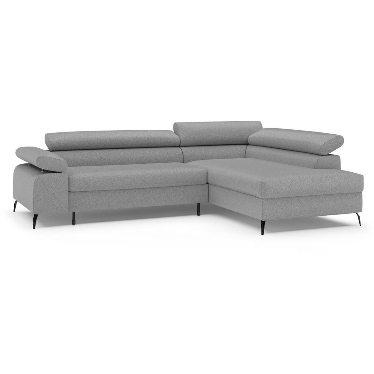 ECKSCHLAFSOFA Mellow mit Bettkasten, Grau, rechts - Schwarz/Grau, Textil (270/205cm) - Beautysofa