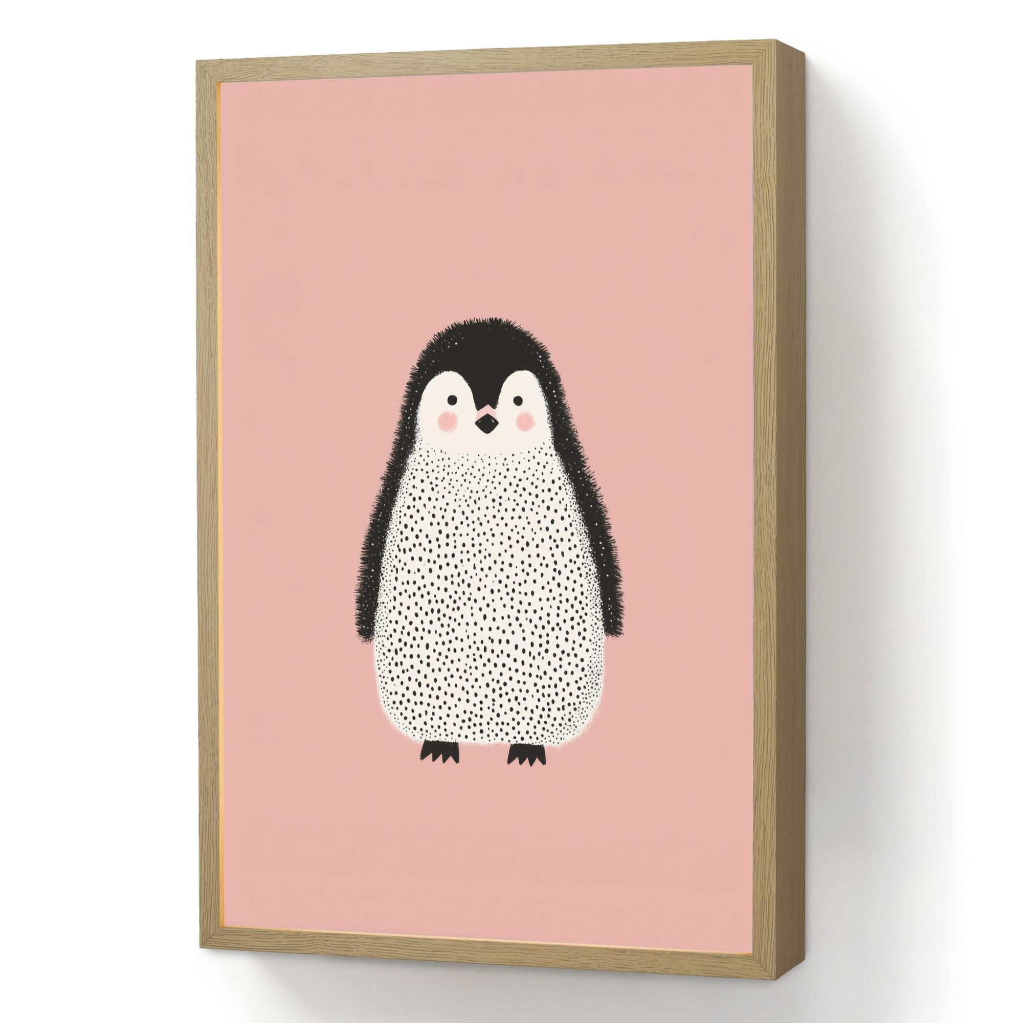 NACHTTISCHLAMPE MIT AKKU Pinguin - Punkte - Minimalistisch - Rosa 40x60 cm - Rosa, Holzwerkstoff (8/40/60cm) - OnlyWow
