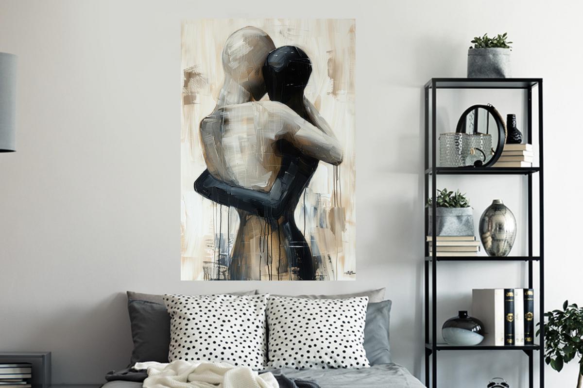 WANDTATTOO Abstrakt - Liebe - Schwarz und weiß - Modern Wandaufkleber 80x120 cm - Schwarz, Kunststoff (80/120/0.1cm) - MuchoWow