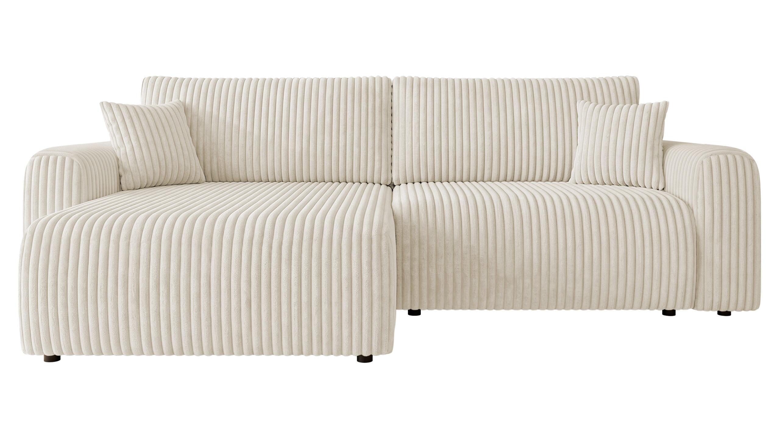 ECKSCHLAFSOFA Floryn L Cord Bis - Creme/Schwarz, Holz/Kunststoff (245/145cm) - MIRJAN24