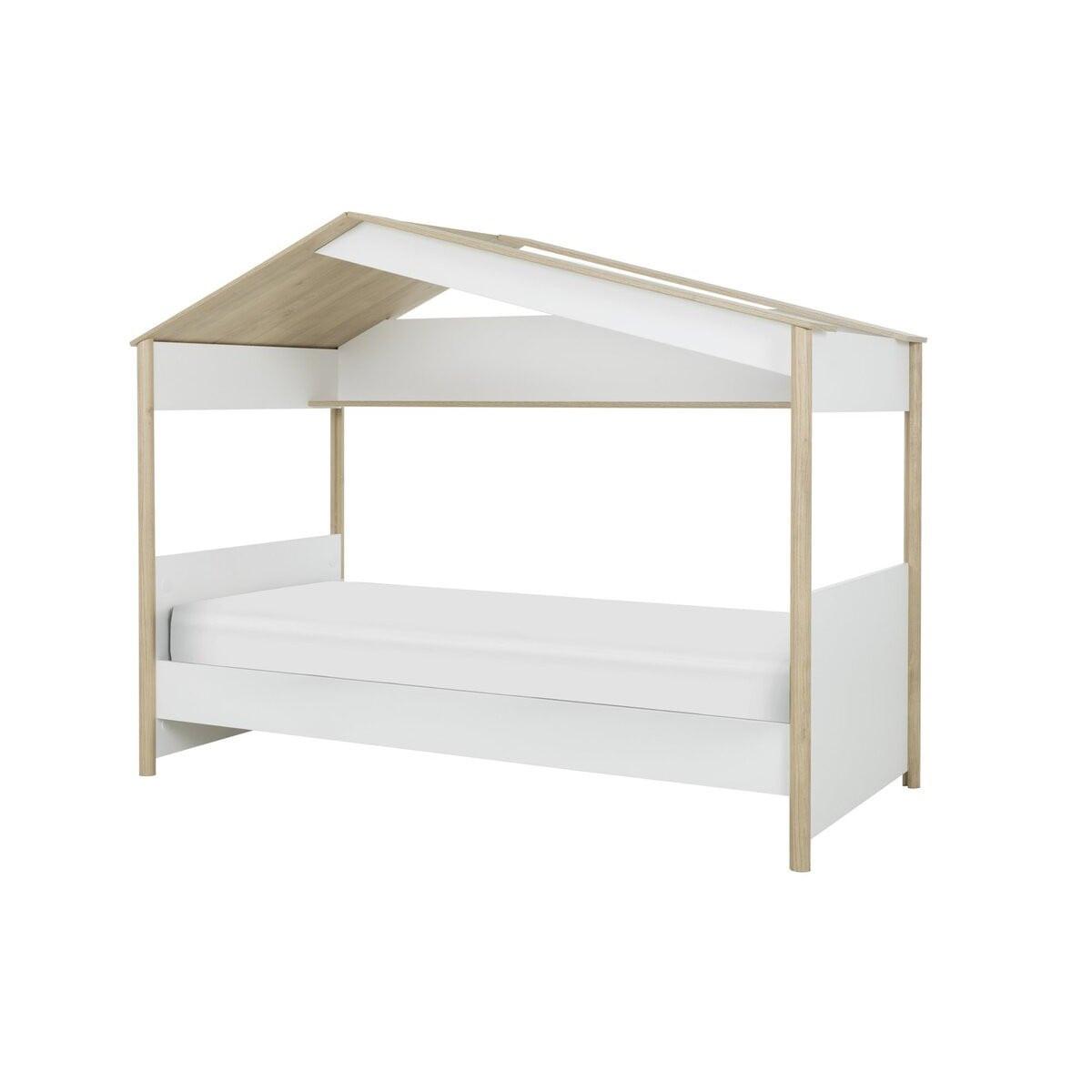 HAUSBETT 90x200 cm – MATIS - Eichefarben/Weiß, Holzwerkstoff (200/90cm) - Calicosy