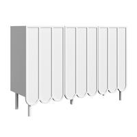 SIDEBOARD mdf in weiß mit wellentüren, push-to-open & verstellbaren einlegeböden - Weiß, Holzwerkstoff/Metall (120/80/35cm) - Urban Meuble