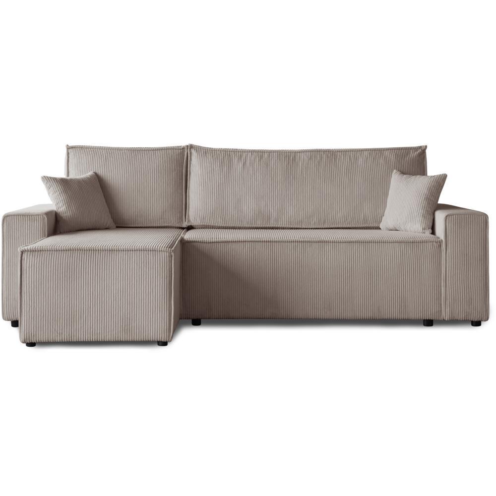 ECKSCHLAFSOFA mit Schlaffunktion Hektor, 247 cm, Ottomane 70 cm, cappuccino - Schwarz/Cappuccino, Kunststoff/Textil (247/152cm) - Beautysofa