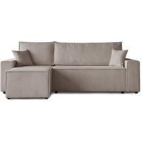 ECKSCHLAFSOFA mit Schlaffunktion Hektor, 247 cm, Ottomane 70 cm, cappuccino - Schwarz/Cappuccino, Kunststoff/Textil (247/152cm) - Beautysofa