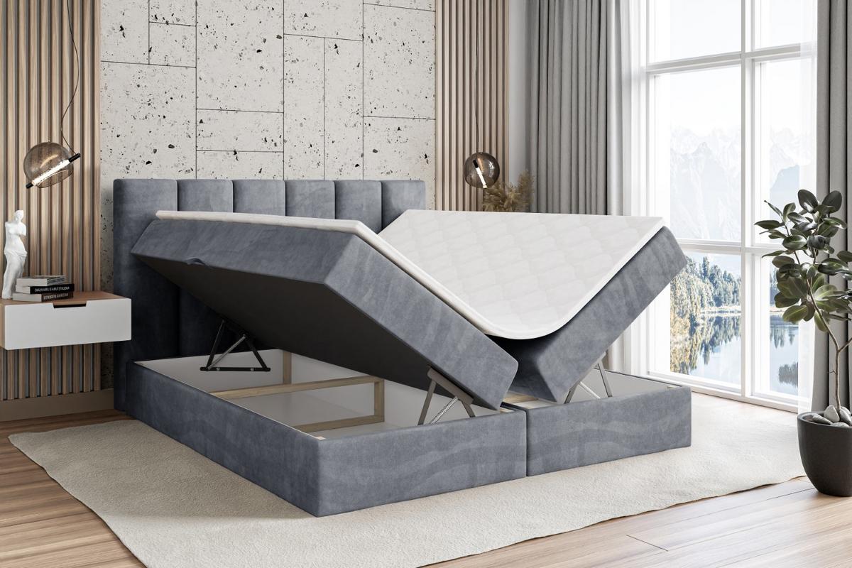 BOXBETT mit Matratze H3 und Lattenrost - BOXI1 - 180x200 cm Grau - Grau, Holzwerkstoff (180/200cm) - ALTDECOR
