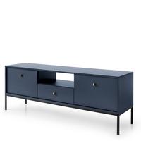LOWBOARD MONDO 153,4x39x56,2 cm mit 1 Schubladen und 2 Türen Blau - Blau/Schwarz, Holzwerkstoff (153.4/56.2/39cm) - MASSENO
