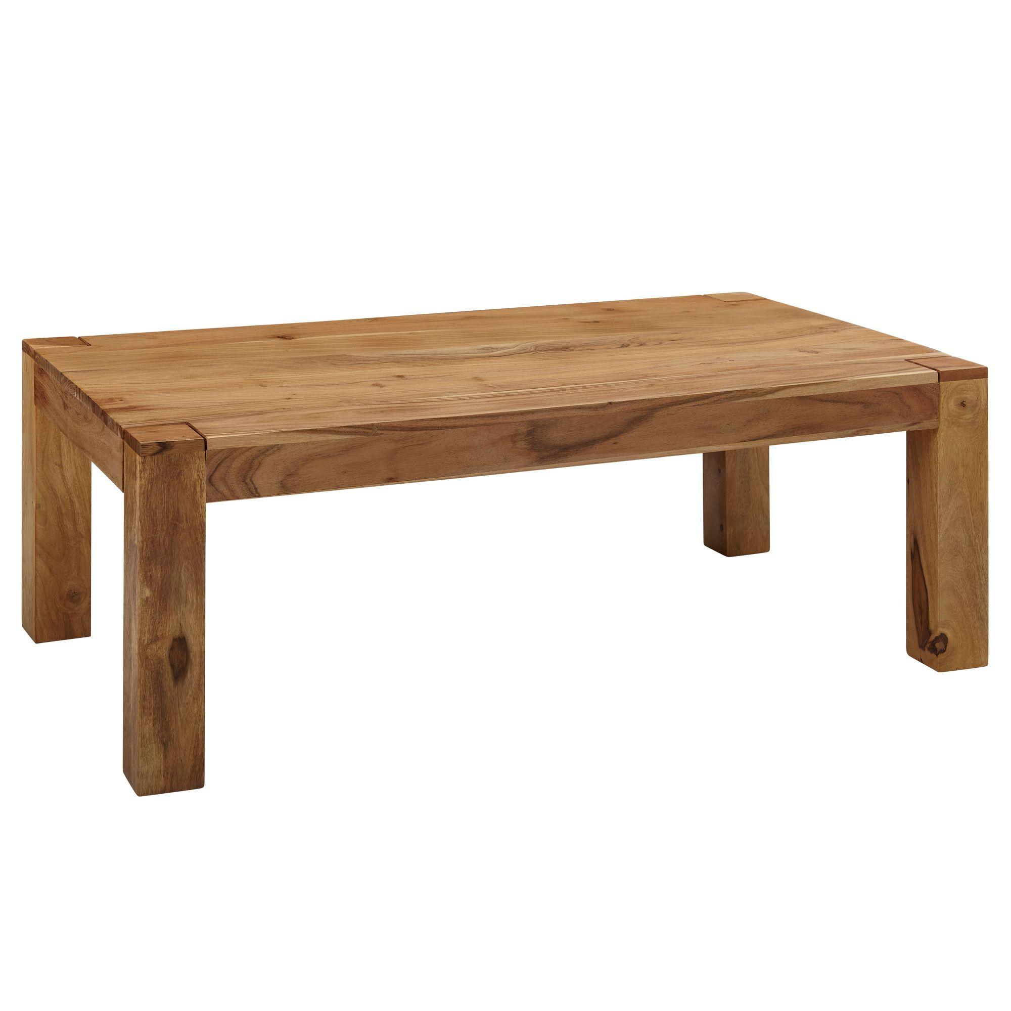 COUCHTISCH MUMBAI aus Massivholz im Landhaus-Stil mit natürlichem Design, Akazie 60x110x40 cm - Akaziefarben, Holz (110/60/40cm) - KADIMA DESIGN