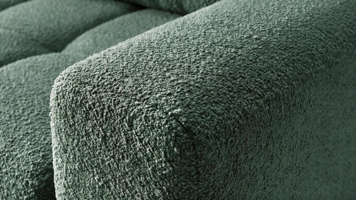 ECKSOFA Ovia mit Bettkasten und Schlaffunktion, Bouclé-Stoff in L-Form - Grün, Textil (270/185cm)