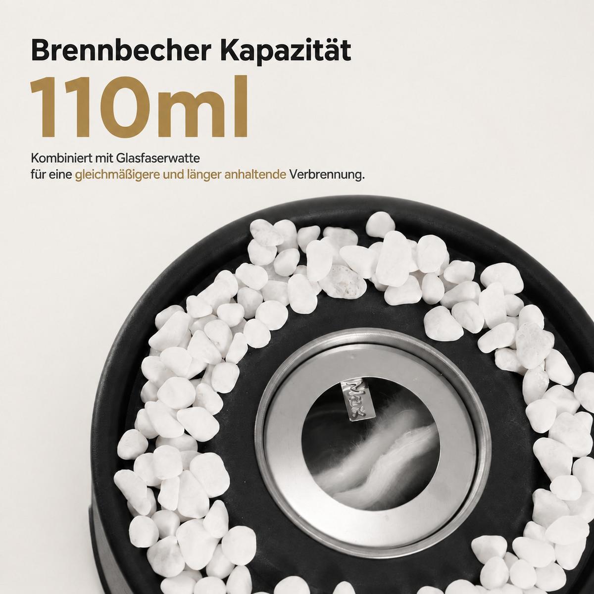 TISCHKAMIN Eryxvar 12.3/9.9/21 cm - Schwarz, Glas/Metall (9.9/21/12.3cm) - ZMH