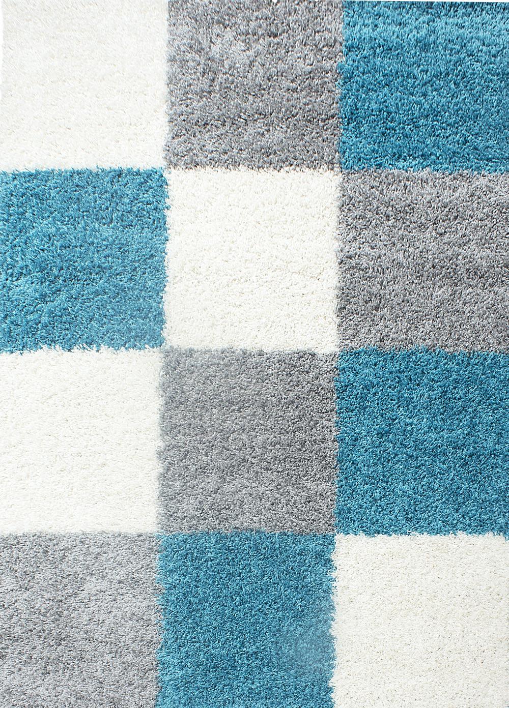 HOCHFLORTEPPICH RHEIN, kariert, Türkis, 120 x 170 cm - Blau, Textil (170/120cm) - KADIMA DESIGN