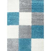 HOCHFLORTEPPICH RHEIN, kariert, Türkis, 200 x 290 cm - Blau, Textil (290/200cm) - KADIMA DESIGN