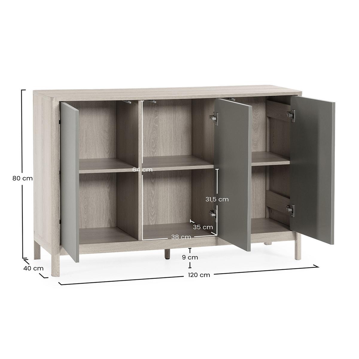 SIDEBOARD Nassau 3 türen Eichenfarbe/grün - Grün, Holzwerkstoff (120/80/40cm)