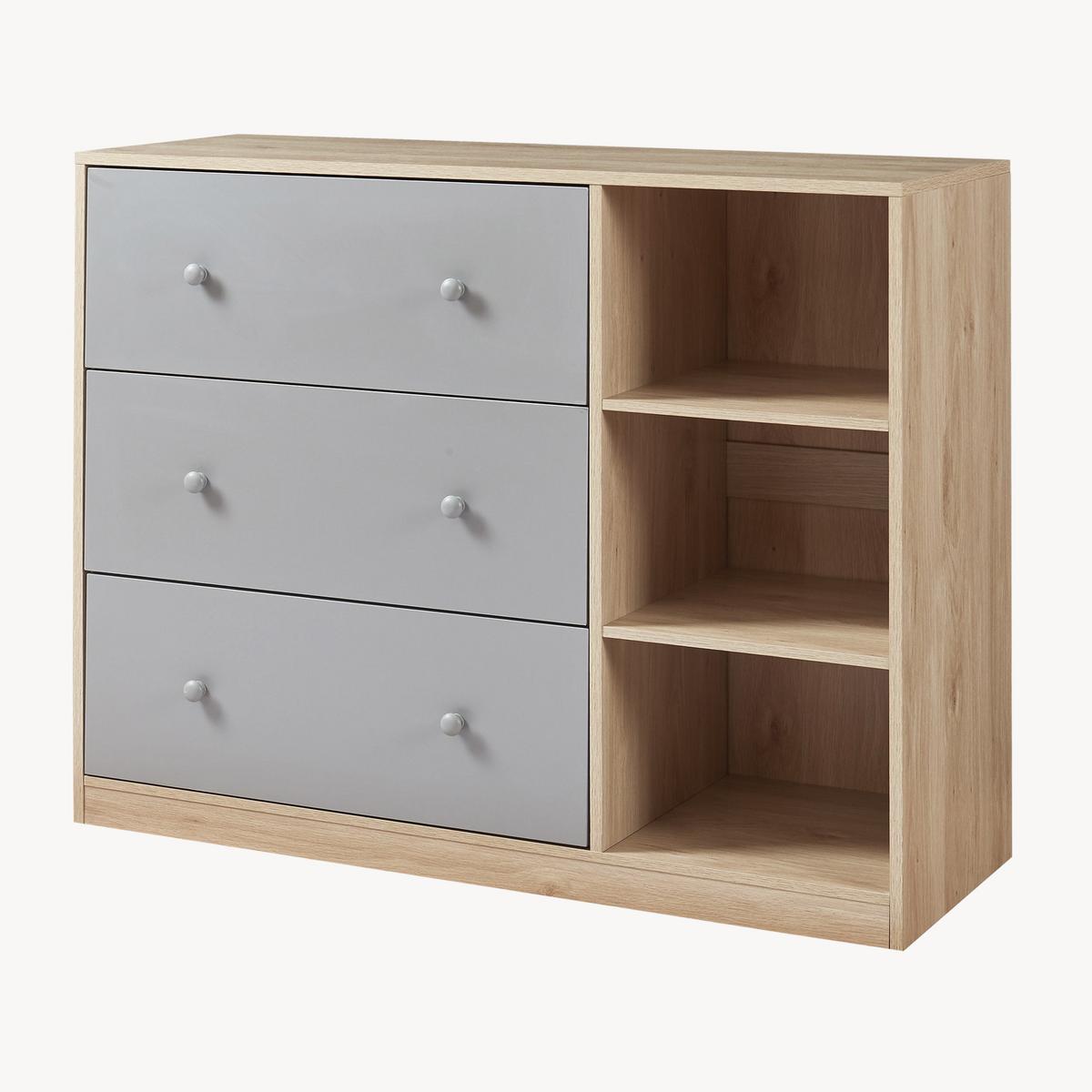 WICKELKOMMODE Beldinupp - Eichefarben/Grau, Holzwerkstoff (55/93/110cm) - [en.casa]