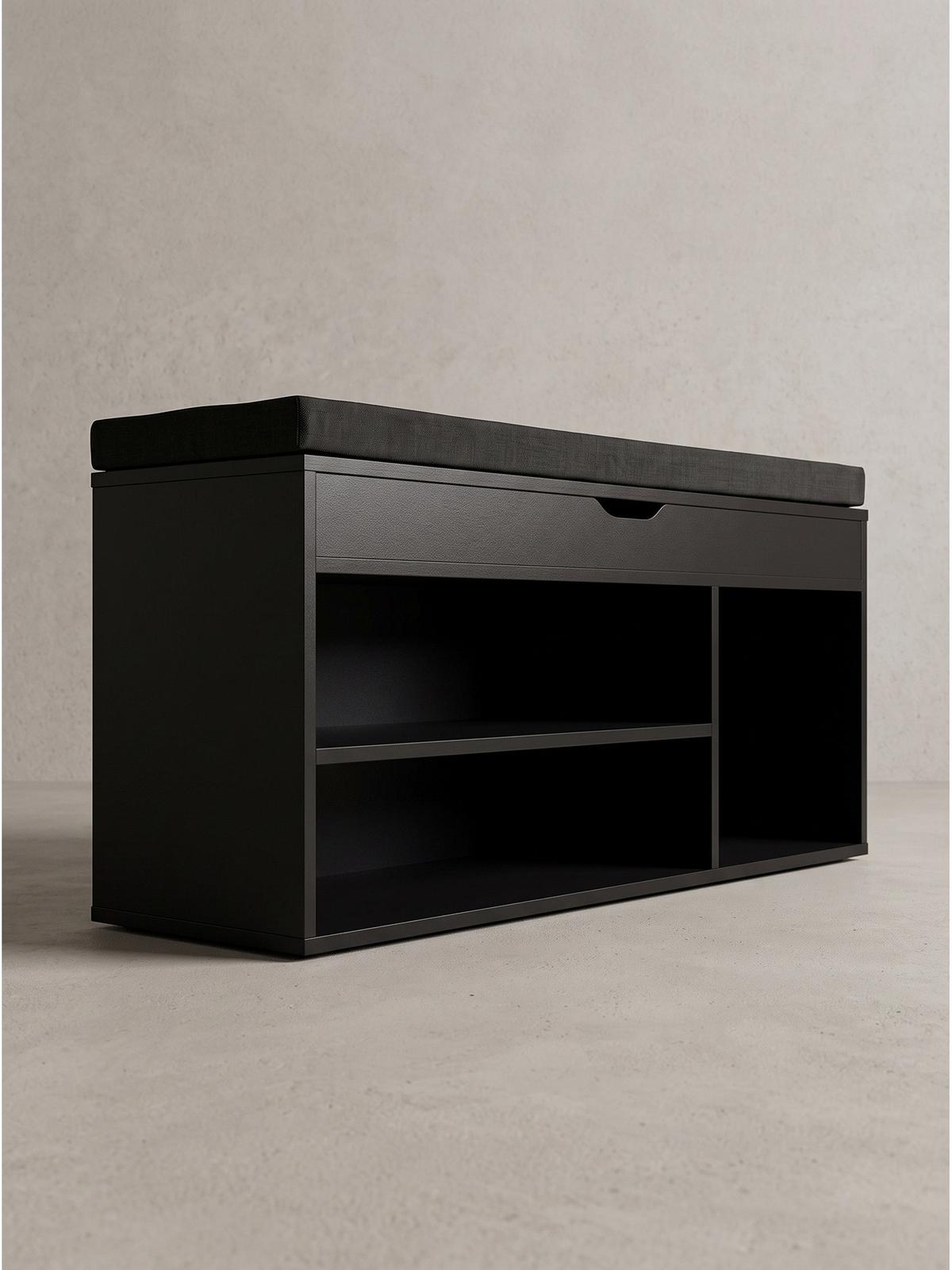 GARDEROBENBANK BASILICATA, Stoff, Schwarz, 104 x 32 x 51 cm - Schwarz, Holzwerkstoff/Textil (104/51/32cm) - KADIMA DESIGN