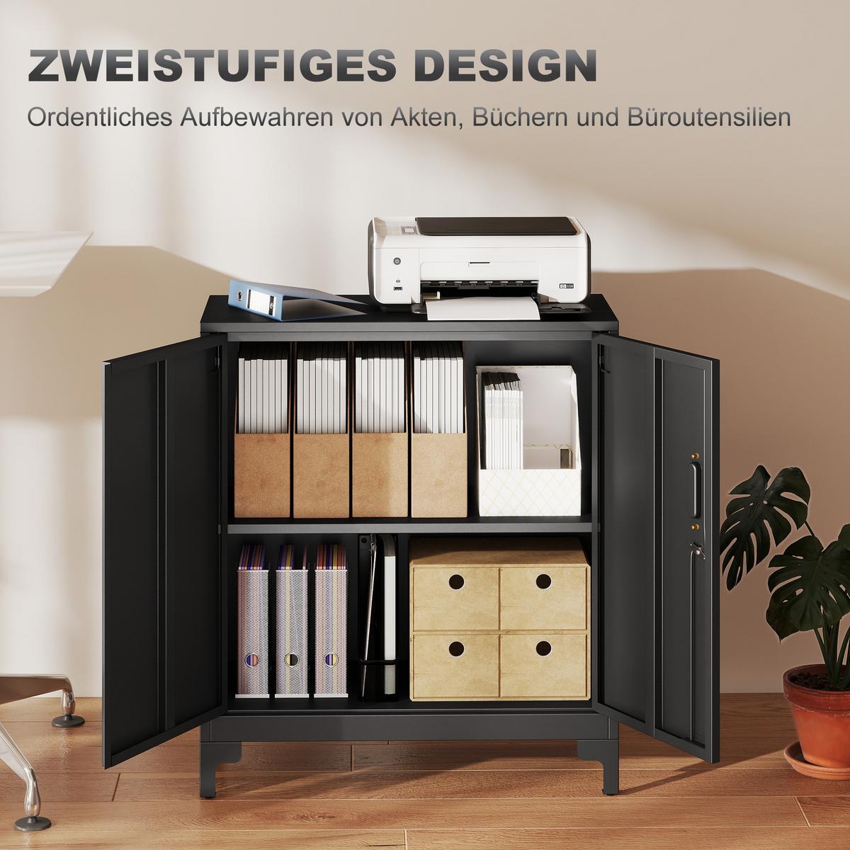 METALLSCHRANK Metall Schwarz - Schwarz, Metall (35/91/80cm) - HOMCOM
