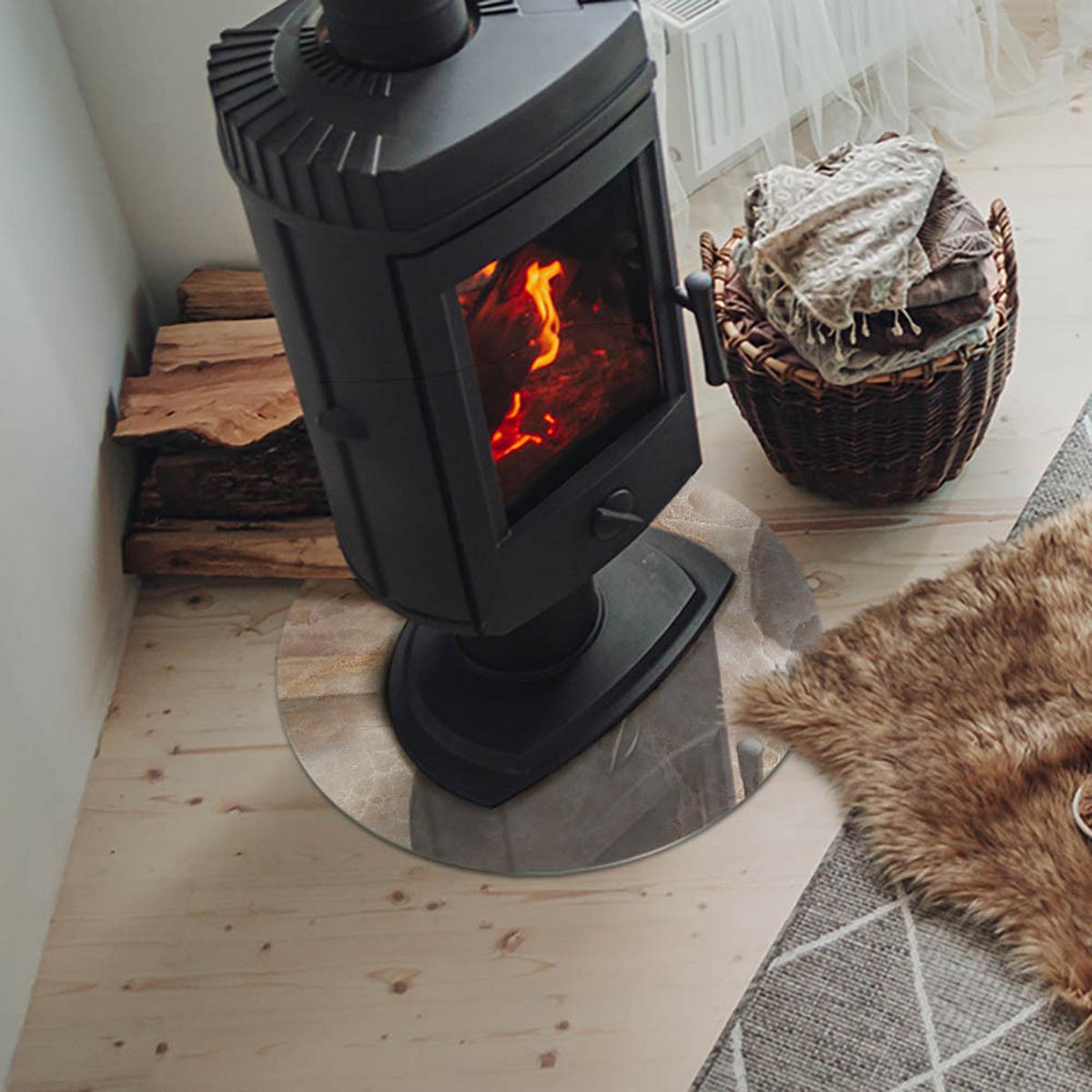 GLASPLATTE für Kamin Ø 50 cm - Beige, Glas (50/50/0.4cm) - TULUP