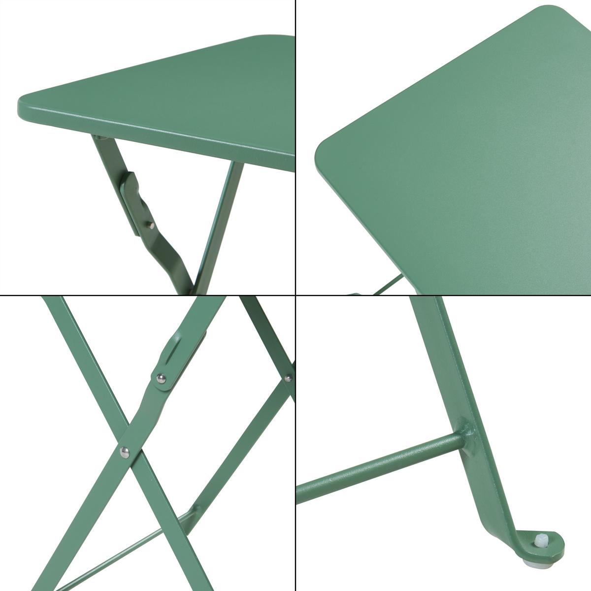 GARTENKLAPPTISCH Vegårshei - Grün, Metall (40/40/45cm) - [en.casa]