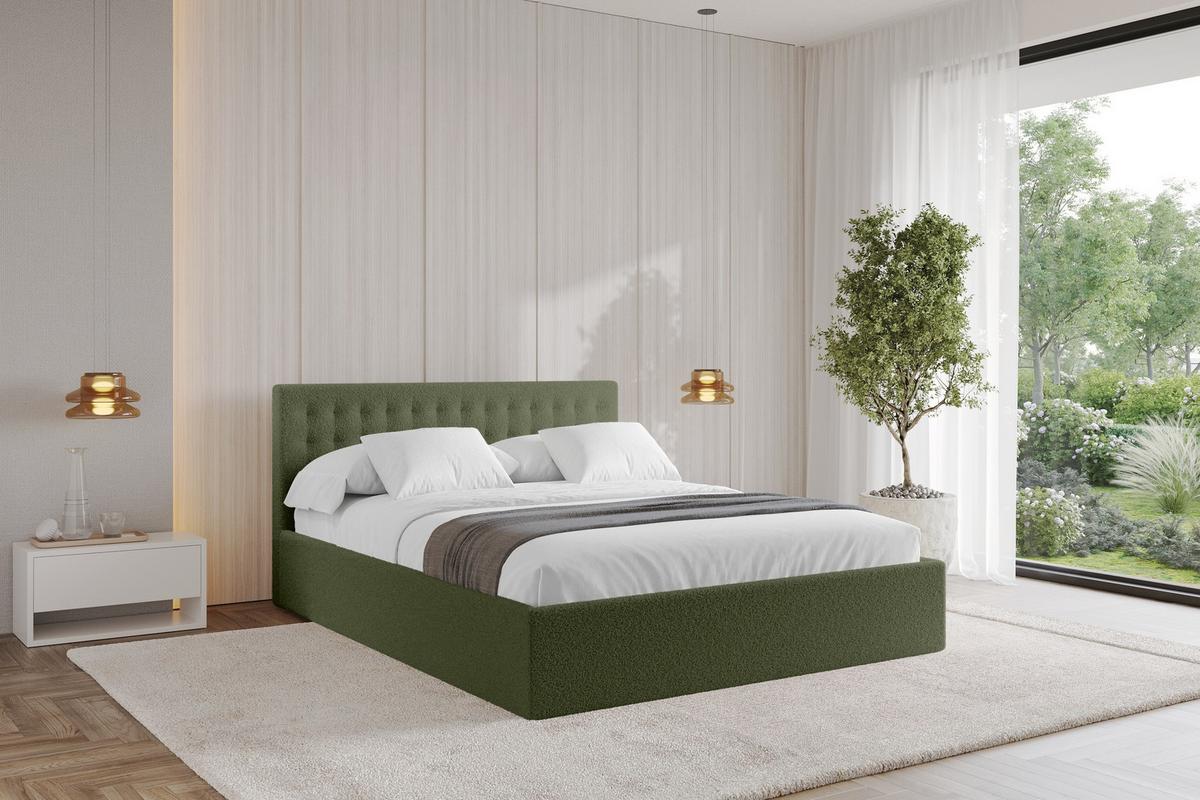 POLSTERBETT mit Bettkasten und Lattenrost, Boxbett ohne Matratze - PARI 140x200 Grün - Grün, Holzwerkstoff/Textil (140/200cm) - ALTDECOR