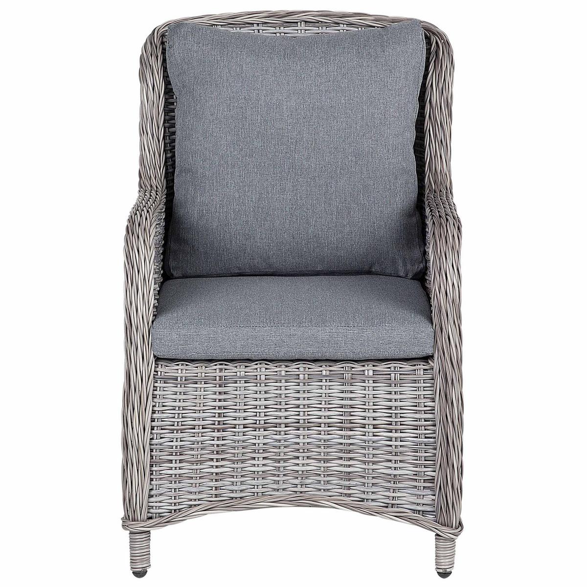 GARTENSESSEL 2er-Set PE Rattan grau Cascais - Grau, Kunststoff (60/96/73cm) - Beliani