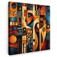 LEINWANDBILD Figuren - Abstrakt - Symbole Deko Groß 90x90 cm - Terracotta, Textil (90/90cm) - MuchoWow